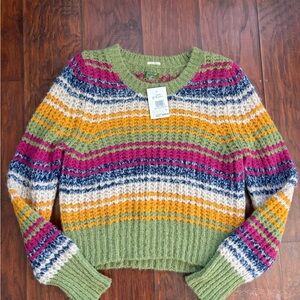 MOTHER Multicolor Striped Crew Neck Sweater